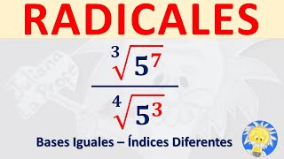 🚩 RADICALES División de radicales IGUAL BASE  INDICE DIFERENTE  Juliana la Profe [upl. by Mccahill349]