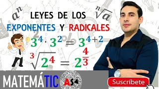 🎥Leyes de los exponentes y radicales✅ejemplos🤩aprende fácil con profe toño👌🏻👨🏻‍🏫 [upl. by Granville]