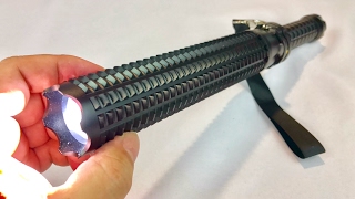 CREE LED Telescoping Extendable Tactical Baton Bat SelfDefense Strikelight Torch Flashlight review [upl. by Arimak]