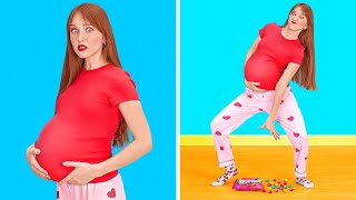 24 HOURS BEING PREGNANT CHALLENGE  Funny Pregnancy Situations by 123 GO [upl. by Ibor]