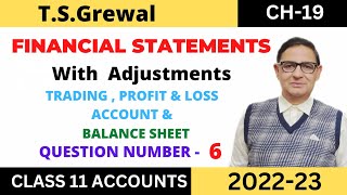 FINANCIAL STATEMENTS WITH ADJUSTMENTS Chapter19 TSGrewal Solution Questionno6 Class 11 [upl. by Asiral]