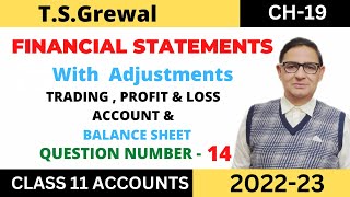 FINANCIAL STATEMENTS WITH ADJUSTMENTS Chapter 19 TSGrewal Solution Questionno 14 Class 11 [upl. by Guerra81]