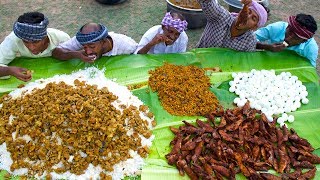 VILLAGE MARRIAGE FOOD  Mutton Curry  Fish Fry  Boiled Egg Raththa Poriyal  Village Function Food [upl. by Thomey799]