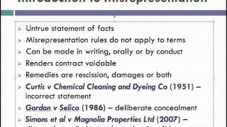 Misrepresentation Lecture 1 of 4 [upl. by Dora735]